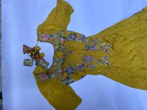 Yellow Embroidered Kurta Set with Sharara