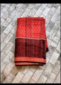 new unused Beautiful Red  Saree with blouse pc