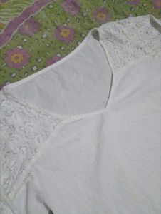 White Lace Sleeve Top