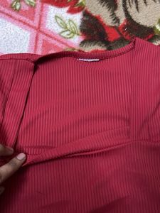 Ribbed Maroon Casual Top