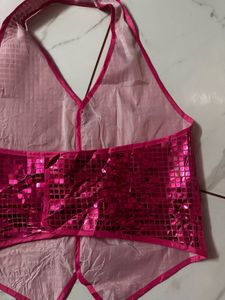 Sparkly Pink Halter Vest Top