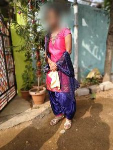 Pink &amp; Blue Kurta Set with Dupatta