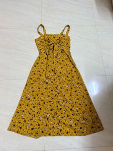 Yellow Floral Spaghetti Strap Dress