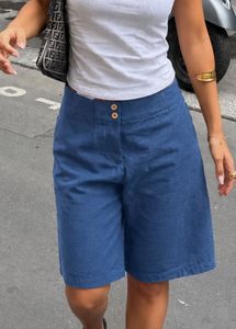 Fabindia Blue Cotton Bermuda Shorts