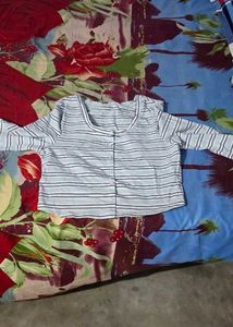 Striped Long Sleeve Crop Top