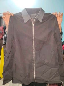 Black Color Zipper Coat