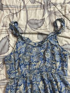 Blue Floral Print Summer Dress