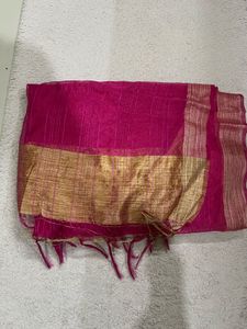 Vibrant Pink & Gold Saree