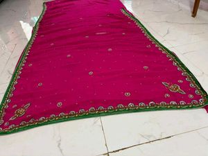 beutifull magenda Pink handwork saree