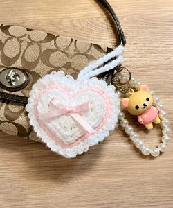 Crocheted Heart Bag Charm