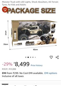 RC Toy Car 1:8 Scale R C Rock Crawler, 4WD Off-Roa