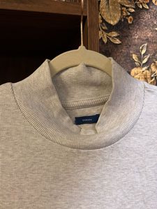 Light Grey Ribbed Mock Neck Top