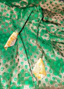Green &amp; Yellow Pattu-Pavadai Set 5-6years