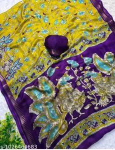 Vibrant Peacock Print Saree