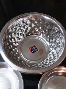 Stainless Steel Serving Bowl and Plates Set