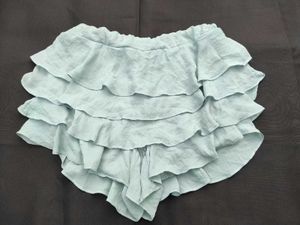 Light Blue Ruffled Mini Skirt with shorts attached