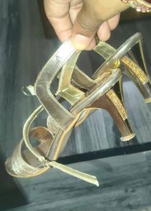 Elegant Gold Strappy Heels