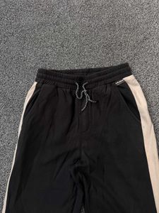 Black Track Pants with White Stripes