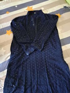 Elegant Navy Blue Embellished Kurta