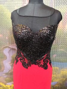 Stunning Red &amp; Black Embellished Gown