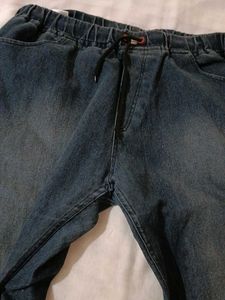 Blue Denim Cargo Joggers