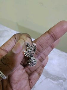 Oxidized Silver Peacock Jhumka Earrings
