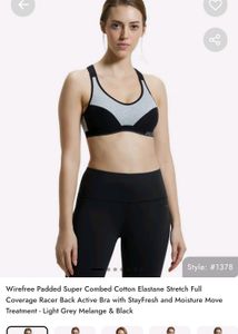 Jockey Sports Bra- Light Grey Melange &amp; Black