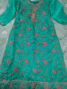 Emerald Green Embroidered Kurta Set
