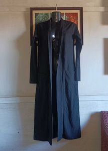 Chic Longline Open Front Black Cardigan