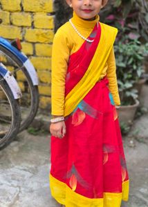 Red & Yellow Kids Saree