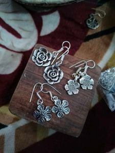 COMBO OF GERMAN SILVER CUTE EARRINGS