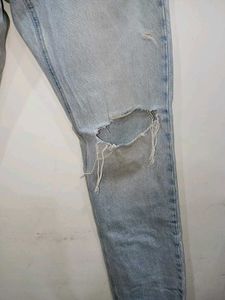 Ribbed Blue Jeans For Women