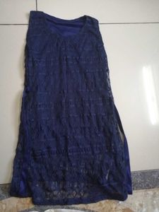 Navy Blue Lace Sleeveless Top