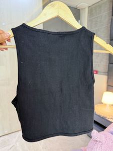 Black Ribbed Sleeveless Tank Top NEVRR WORN