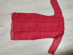 Vibrant Red Striped Kurta