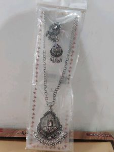 Oxidized Silver Necklace and Earring Set
