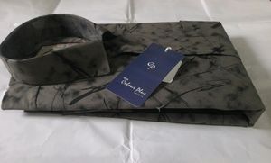 Men's Abstract Print Casual Greyish Green Shirt XL