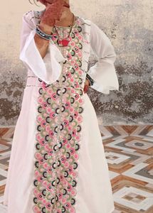 Girls' White Embroidered Suit