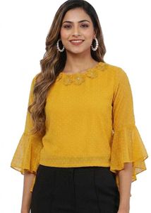 Stylish Yellow Bell Sleeve Top for Women &amp; Girls
