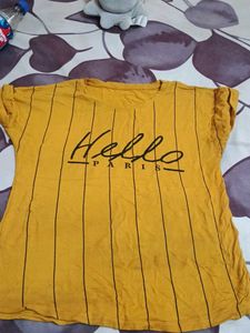 Yellow Striped "Hello Paris" T-Shirt