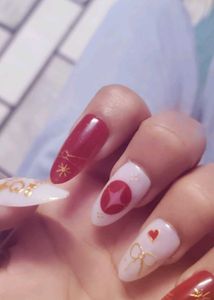 Red & White Press-On Nails