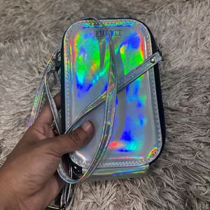 Holographic Silver Shine Crossbody Pouch Purse