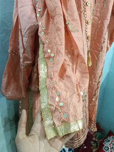 Peach Kurta Set with Sequin Detail