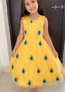 Yellow Embroidered Frock for Girls