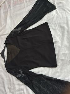 Chic Black Bell Sleeve Top