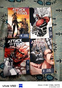 Attack on Titan Manga Volumes 1, 2, 3 & 4