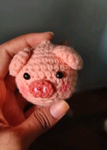Cute Crocheted Pig Keychain Charm