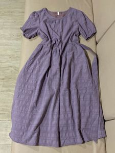 Lavender Puff Sleeve Midi Dress