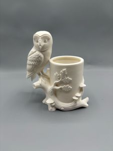 Wisdom of the Woods Owl Tree Trunk Desk Organizer