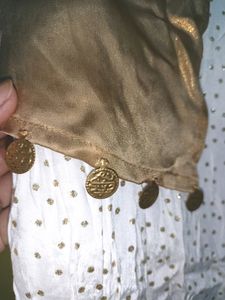 Sparkly White Dress with Gold Shrug